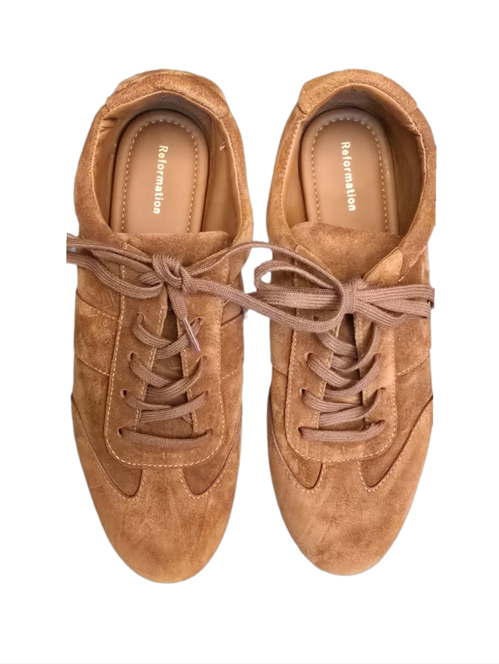 Reformation Womens Suede Lace-Up Sneakers in Tan Brown Sz 8 NEW